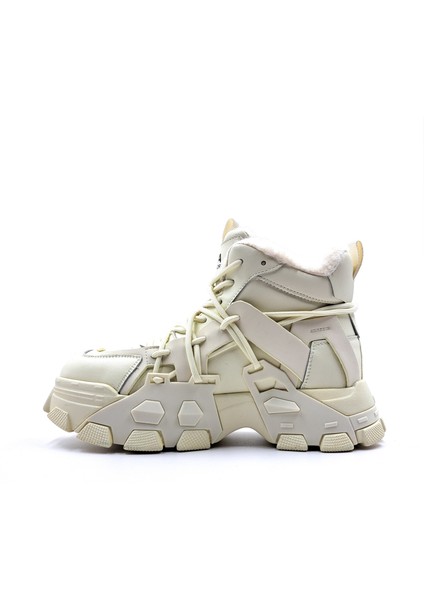 Kalın Tabanlı Bilekli Içi Kürklü Bej Sneaker Ayakkabı G23K343
