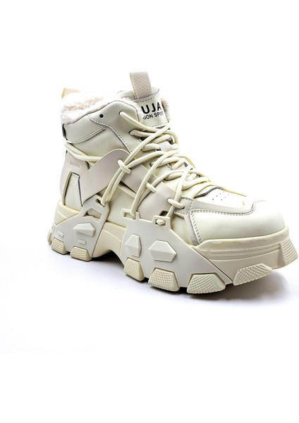 Kalın Tabanlı Bilekli Içi Kürklü Bej Sneaker Ayakkabı G23K343