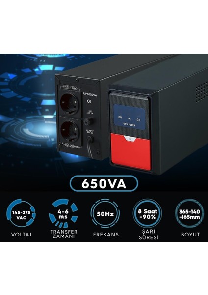 AD-650 Line - Interaktif 650VA Ups Güç Kaynağı