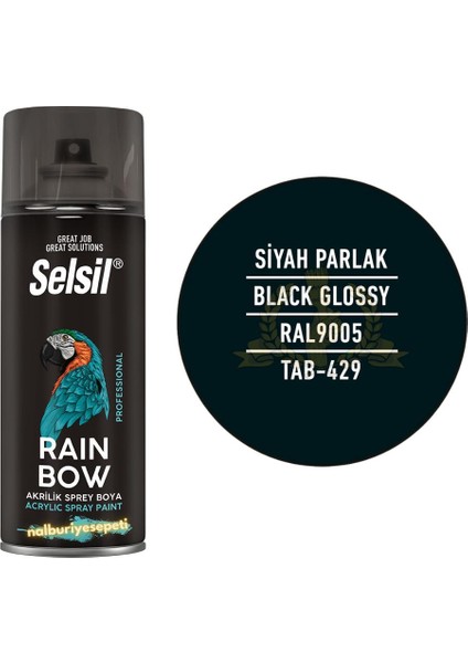 Rainbow Akrilik Sprey Boya Parlak Siyah 400 Ml. - Ral9005
