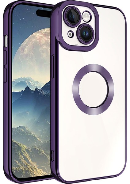 iPhone 15 Kılıf Kamera Korumalı Logo Gösteren Zore Omega Kapak-Derin Mor
