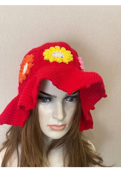 El Örgüsü Çiçekli Palj Şapkası Spor Şapka Bere Terleme Yapmaz