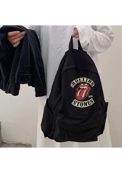 Rolling Stones Vintage Baskılı Sırt Çantası