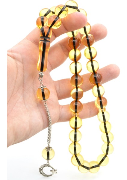 Kokulu Iri Boy Küre Kesim Sarı Toz Kehribar Tesbih 14 mm fırsatları