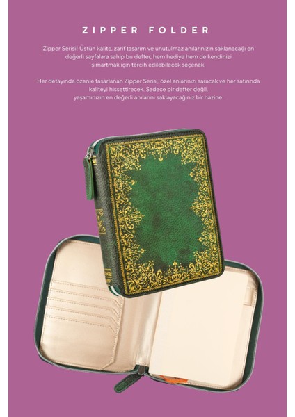 123 2166 Victoria's Journals Zipper Folder Organizer Defter A6 Çizgili indirimleri