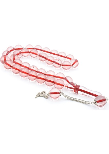 Kokulu Iri Boy Küre Kesim Pembe Toz Kehribar Tesbih 14 mm