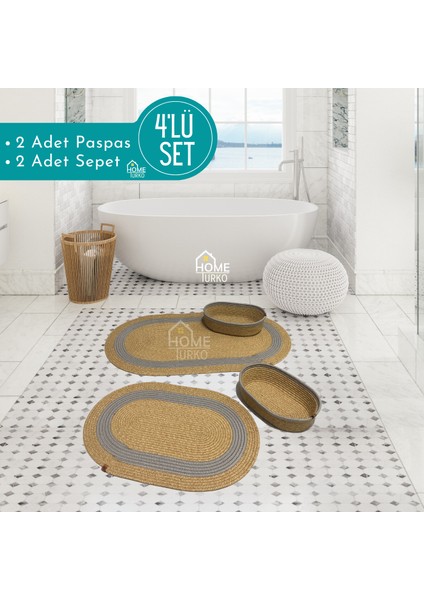2'li Takım Jüt, Hasır, Paspas, Banyo Paspası, Banyo Paspas Takımı ve Banyo Sepeti