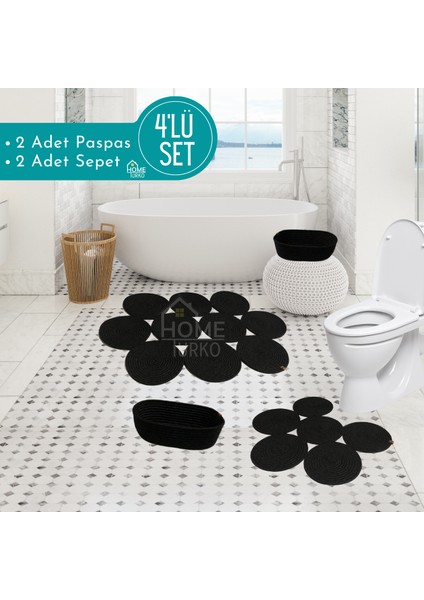4'lü Takım Jüt, Hasır, Paspas, Banyo Paspası, Banyo Paspas Takımı ve Banyo Sepeti, Banyo Tekstili