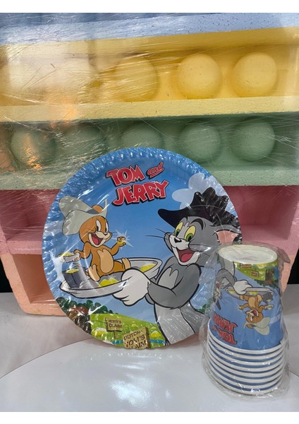 Tom ve Jerry Karton Tabak Bardak Set 8lı