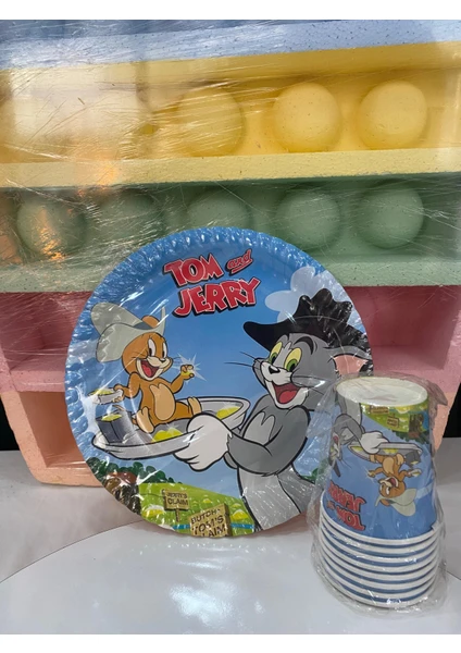 Tom ve Jerry  Karton Tabak Bardak Set 8lı