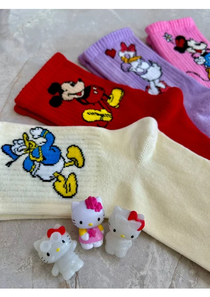 Sky Socks 5'li Mickey Mouse Neşeli Çizgi Karakter Seti Kokulu Tenis Kolej Çorap