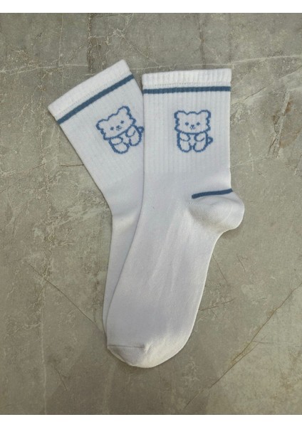 Sky Socks 6'lı Teddy Bear Çiçekli Çemberli Set Kokulu Tenis Kolej Çorap