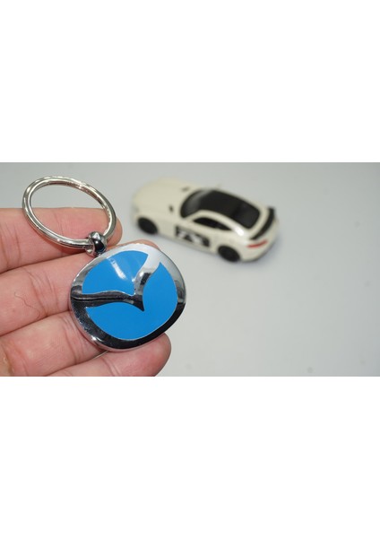 Mazda Yeni Nesil Logo Mavi Metal Çift Yön Anahtarlık