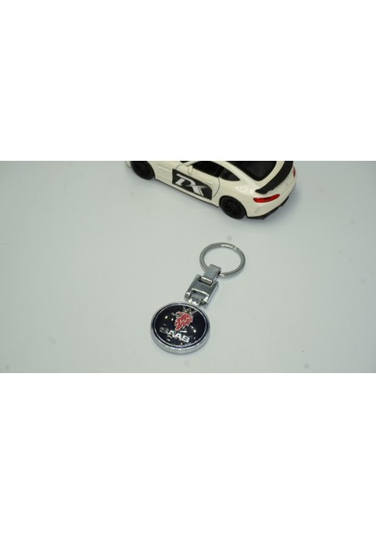 Saab Logo Mavi Metal Çift Yön Anahtarlık