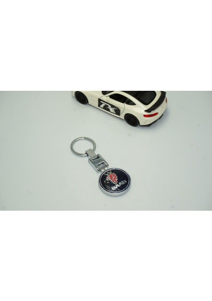 Saab Logo Mavi Metal Çift Yön Anahtarlık