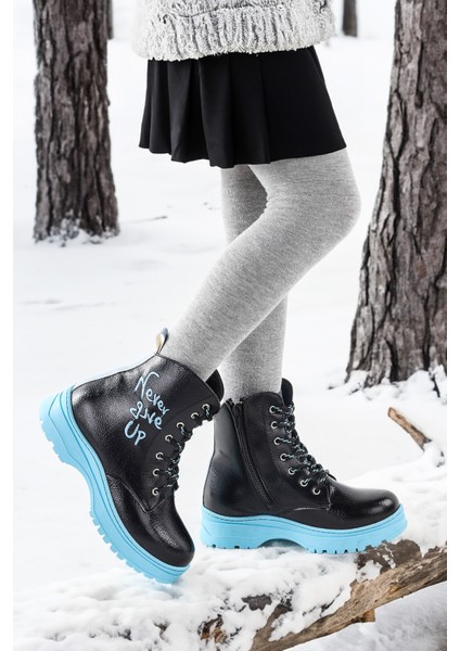 Termo Taban Kız Çocuk Bot 610 Çatlak Siyah - Turkuaz