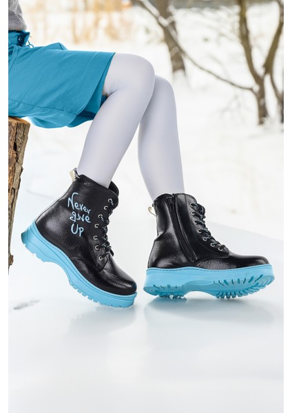 Termo Taban Kız Çocuk Bot 610 Çatlak Siyah - Turkuaz modelleri