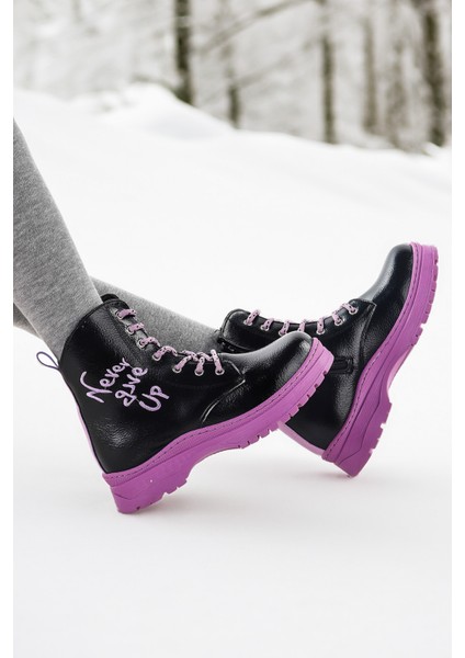 Termo Taban Kız Çocuk Bot 610 Çatlak Siyah - Lila modelleri