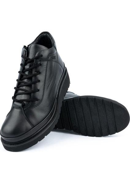 Deri Modern Rahat Tam Tarz Deri Bot Siyah 3520