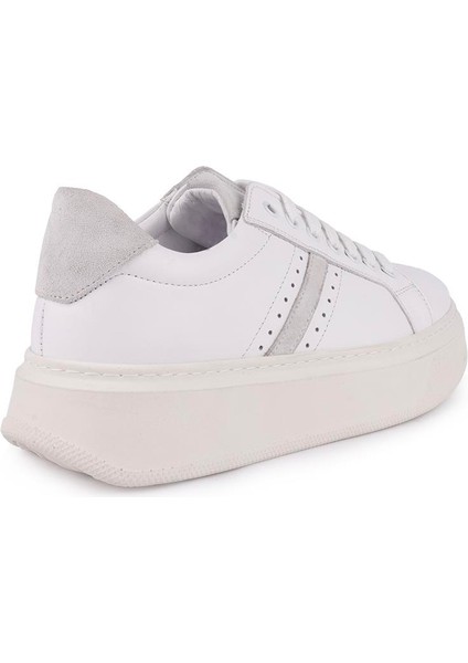 6101 Kalın Taban Ortopedik Komple Deri Spor Ayakkabı Beyaz modelleri