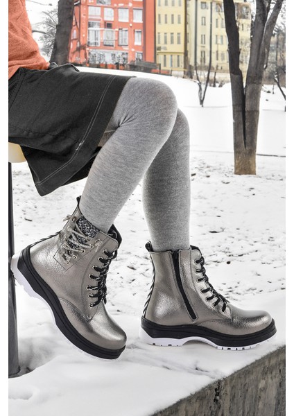 Termo Taban Kız Çocuk Bot 621 Kırışık Taşlı Platin modelleri