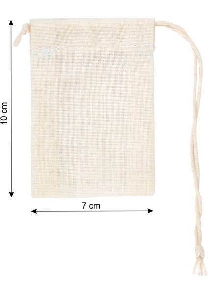 Çok Amaçlı Kese Büzgülü Kına Düğün Takı Çerez Baharat Kuruyemiş Sabun Kesesi Yüzde Yüz Koton 10'lu Set 10X7 cm