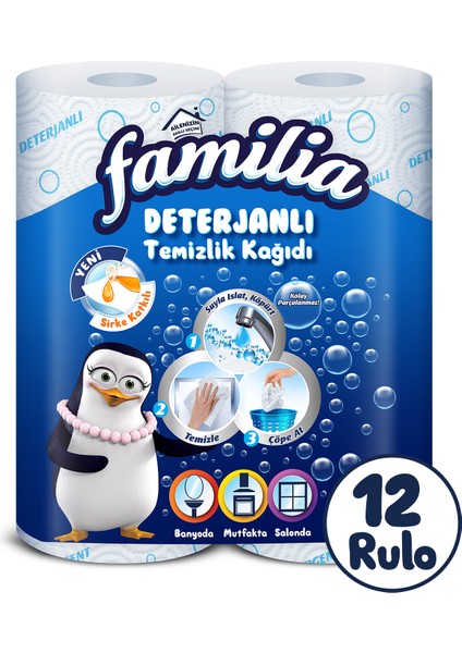 Deterjanlı Temizlik Kağıdı 12 Rulo (2 Rulo x 6 Paket)