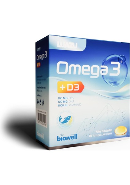 Luazu Biowell Omega3+D3 1000IU 60 Softgel Balıkyağı