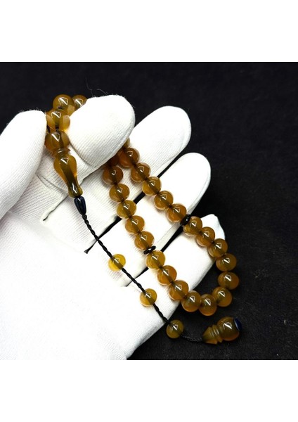 Bilek Boy Usta Işi Sistemli Küre Model 9-8mm Ateş Sıkma Kehribar Tesbih