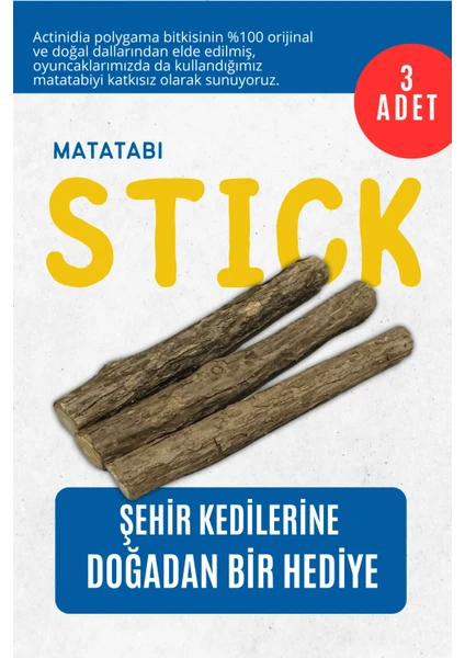 Matatabi -Stıck (3 Adet) - Kediler İçin Diş Temizleyen ve Stres Gideren Oyuncak