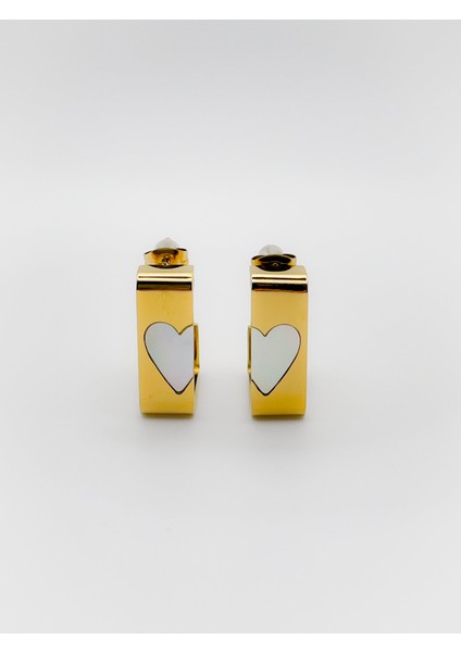 Çelik Marka Model Geometrik Kalp Detaylı Küpe Renk Gold fırsatları