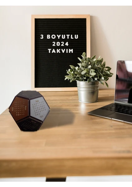 3 Boyutlu 2024 Takvim - Masaüstü Takvim - Dodecahedron