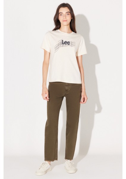 Regular Fit Normal Kesim Pamuk Bisiklet Yaka Ekru Tişört indirimleri