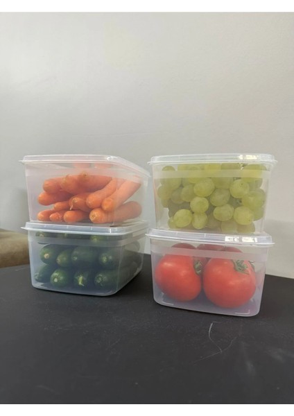 Huge 2 Adet Büyük Boy Saklama Kabı Kapaklı Erzak Taze Sebze Kabı Seti 2 Lt Kapaklı