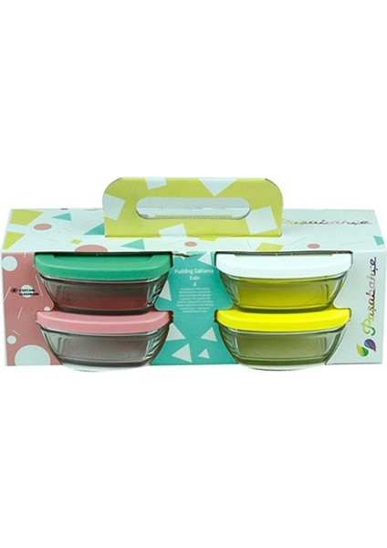 96840 Puding Kapaklı Saklama Kabı 4 Lü