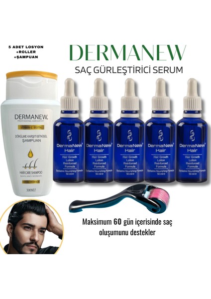 Dermanew Hair Losyon / 5 Losyon +Roller +Şampuan