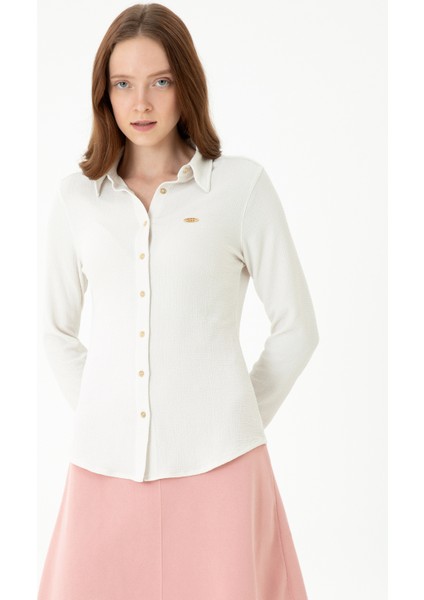 Slim Fit Gömlek Yaka Taş Kadın Gömlek Nanette modelleri