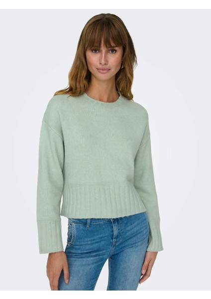 Minimalist Crop Kazak - Uzun Kol Yuvarlak Yaka - Günlük Kombinler modelleri