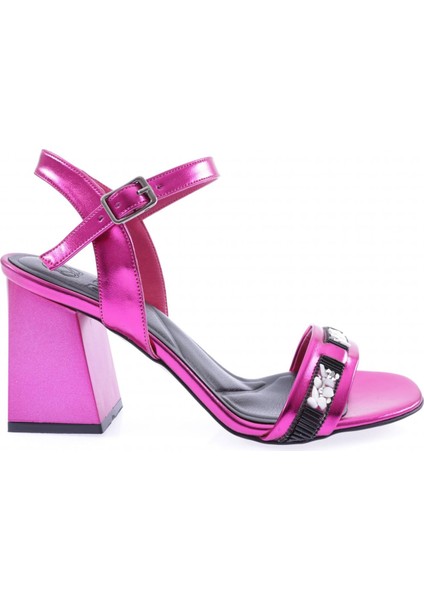 809-23Y Kadin Bantli Taşli Topuklu Sandalet