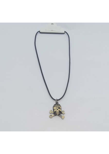 Deri Ipli Bakır Renk Metal Erkek Kolye Model 04