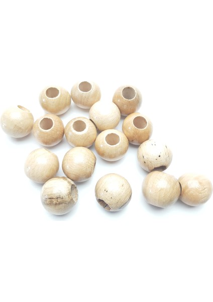 Doğal Ahşap Boncuk Cilalı Dairesel 17 mm 120 gr