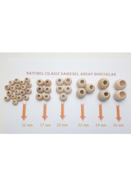 Doğal Ahşap Boncuk Cilasız Dairesel 22 mm 120 gr
