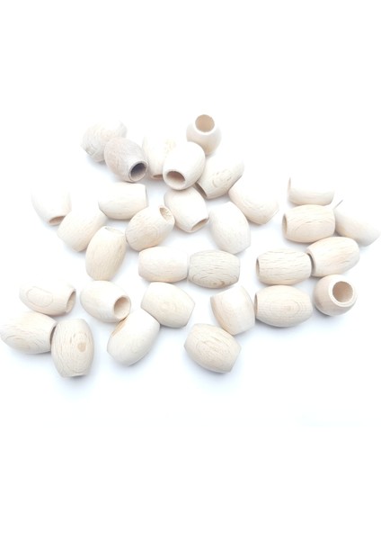 Doğal Ahşap Boncuk Cilasız Oval 20 mm 120 gr