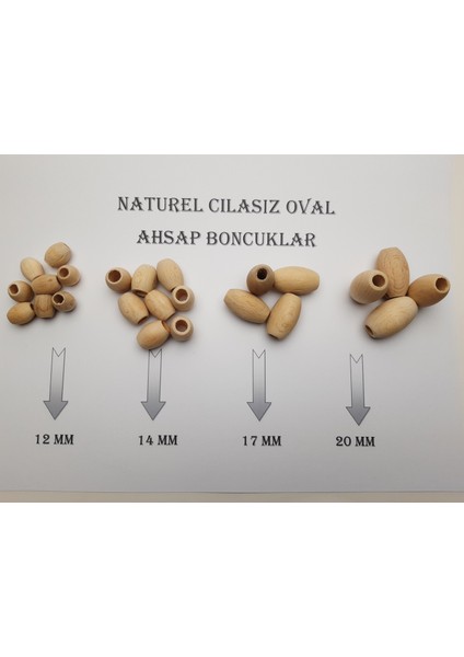 Doğal Ahşap Boncuk Cilasız Oval 20 mm 120 gr
