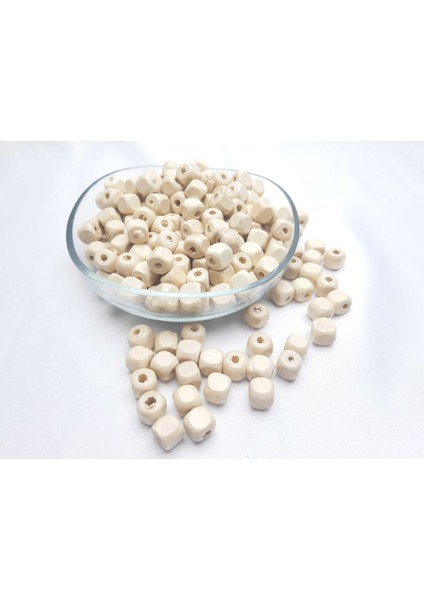 Doğal Ahşap Boncuk Cilalı Küp 10 mm 100 gr