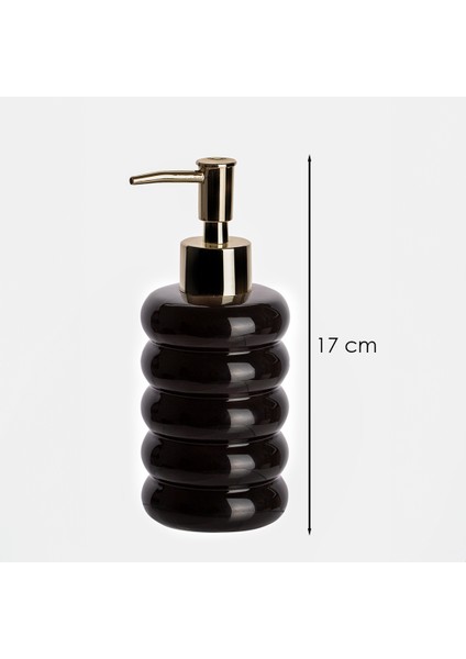 3204 Porselen Sıvı Sabunluk - Tezgah Üstü Banyo Mutfak Lavabo Sabunluğu - 275 cc Siyah