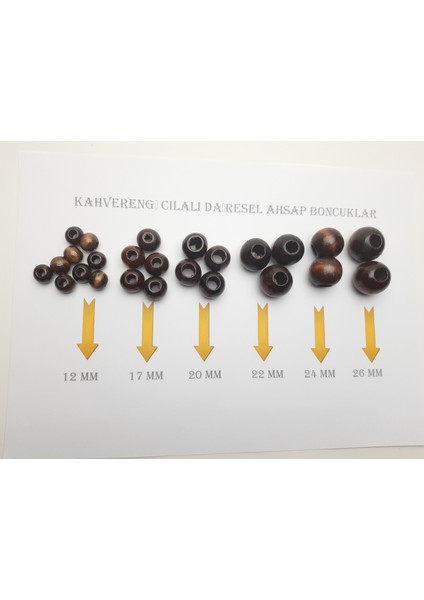 Doğal Kahverengi Ahşap Boncuk Cilalı Dairesel 22 mm 120 gr