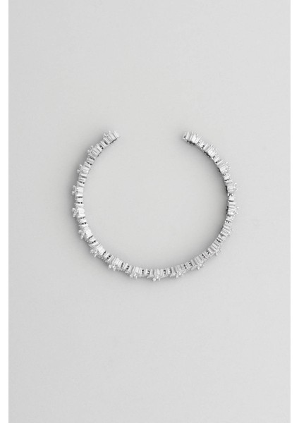 Gelin Çiçeği 18 Ayar Beyaz Altın Kaplama Gümüş Kelepçe Bileklik fiyatları