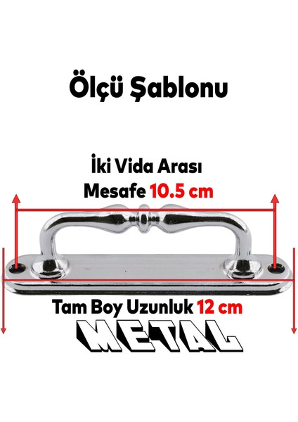 Çekme Kolu Metal Mobilya Mutfak Dolabı Çekmece Kapı Dolap Kapak Kulpu Kulbu Krom 12 Cm Çekme Kulp