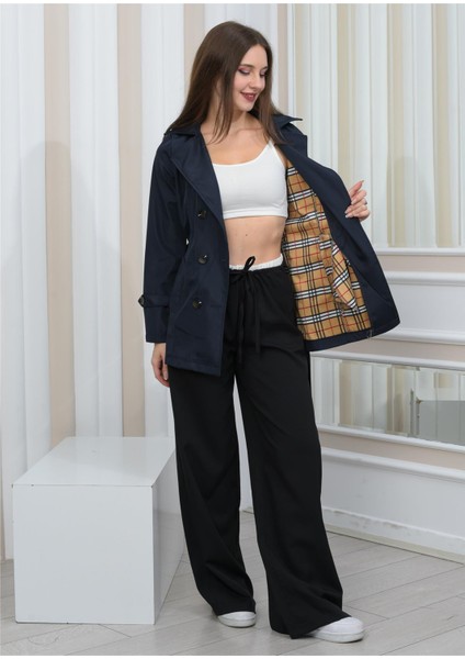 Kadın Kısa Trençkot Lacivert fırsatları